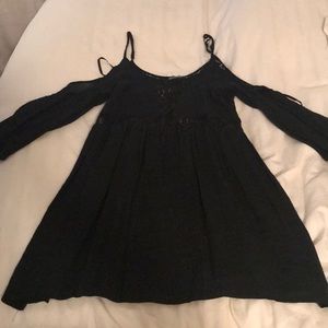 Cold shoulder black mini dress